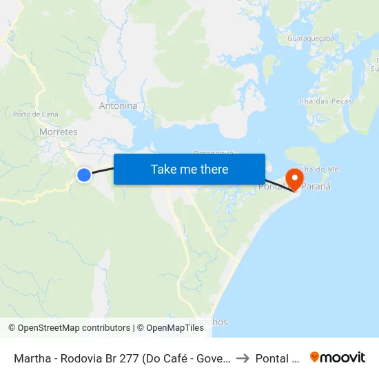Martha - Rodovia Br 277 (Do Café - Governador Ney Braga) to Pontal do Sul map