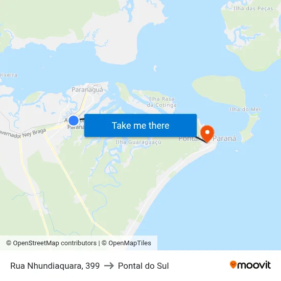 Rua Nhundiaquara, 399 to Pontal do Sul map