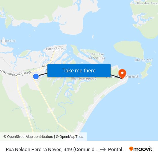 Rua Nelson Pereira Neves, 349 (Comunidade São José Operário) to Pontal do Sul map