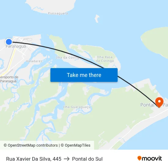 Rua Xavier Da Silva, 445 to Pontal do Sul map