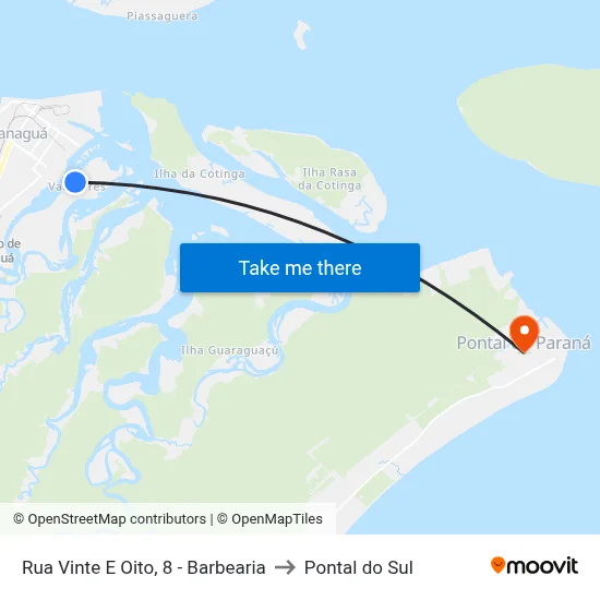 Rua Vinte E Oito, 8 - Barbearia to Pontal do Sul map