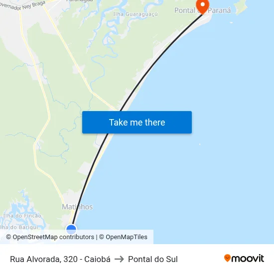 Rua Alvorada, 320 - Caiobá to Pontal do Sul map