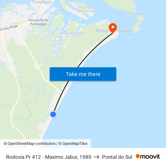 Rodovia Pr 412 - Maximo Jabur, 1980 to Pontal do Sul map