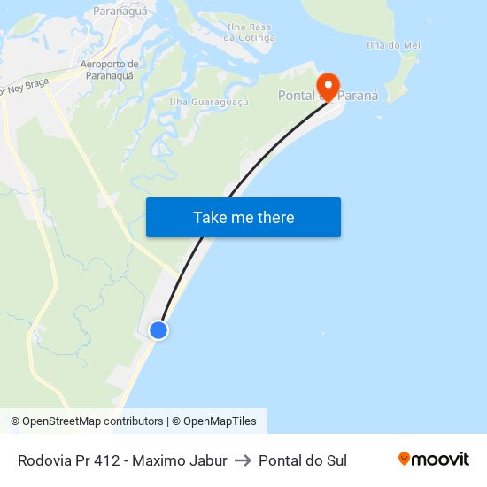 Rodovia Pr 412 - Maximo Jabur to Pontal do Sul map