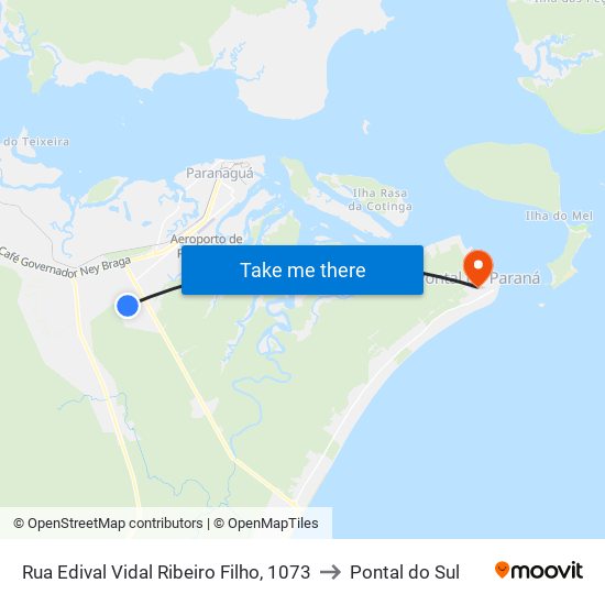 Rua Edival Vidal Ribeiro Filho, 1073 to Pontal do Sul map