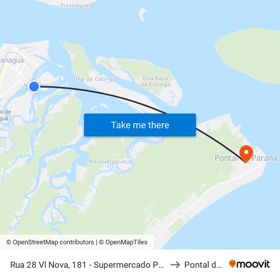 Rua 28 Vl Nova, 181 - Supermercado Pague Menos to Pontal do Sul map