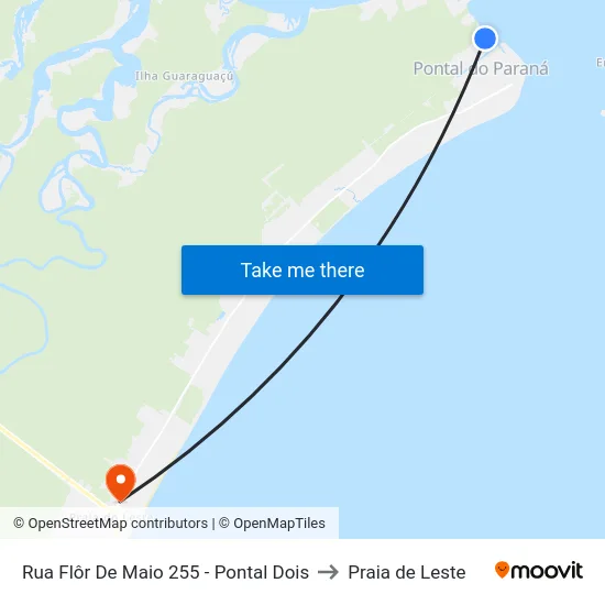 Rua Flôr De Maio 255 - Pontal Dois to Praia de Leste map