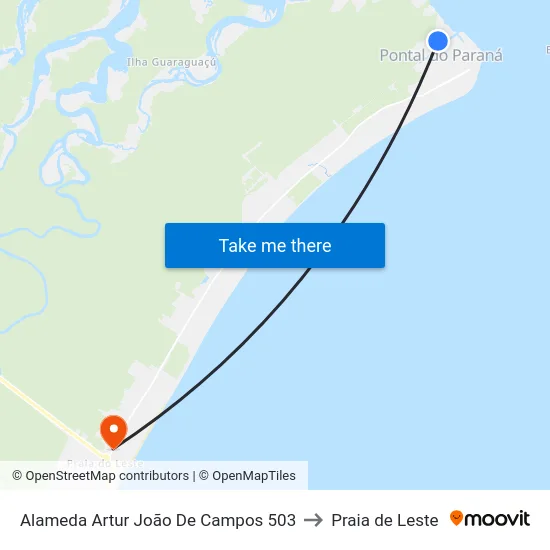 Alameda Artur João De Campos 503 to Praia de Leste map