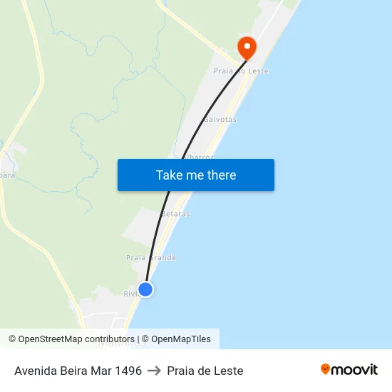 Avenida Beira Mar 1496 to Praia de Leste map