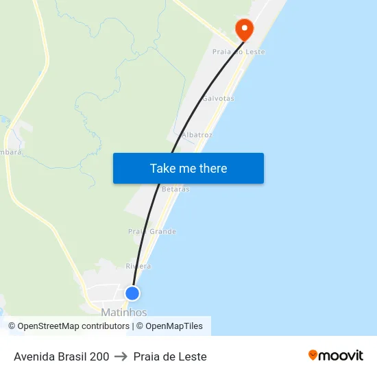 Avenida Brasil 200 to Praia de Leste map