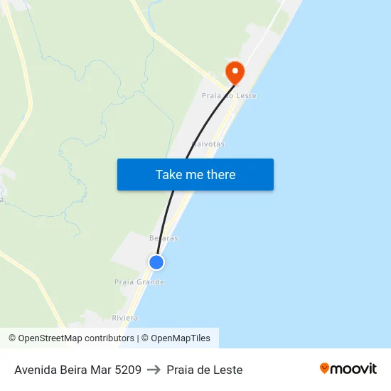 Avenida Beira Mar 5209 to Praia de Leste map