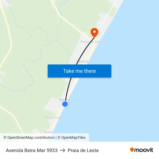 Avenida Beira Mar 5933 to Praia de Leste map