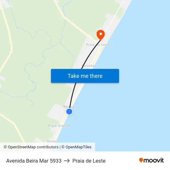 Avenida Beira Mar 5933 to Praia de Leste map