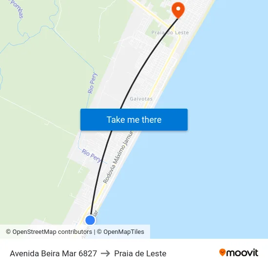Avenida Beira Mar 6827 to Praia de Leste map