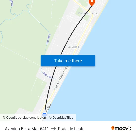 Avenida Beira Mar 6411 to Praia de Leste map
