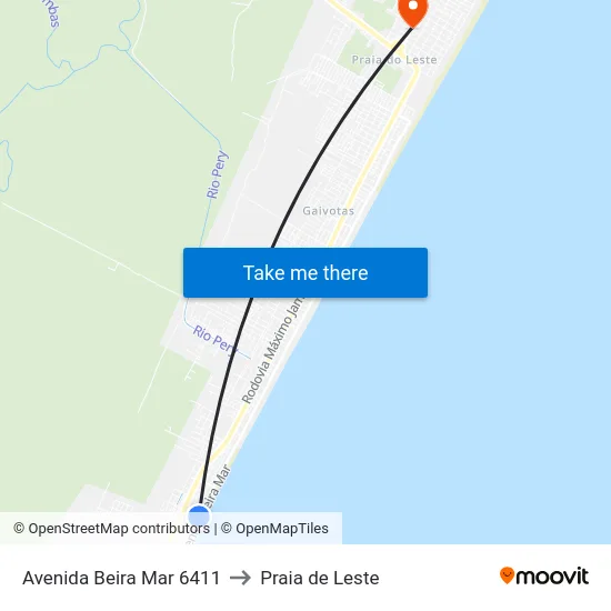 Avenida Beira Mar 6411 to Praia de Leste map