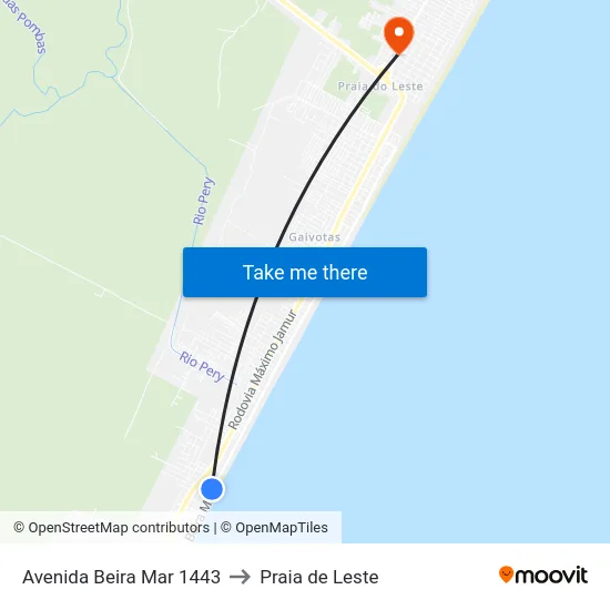 Avenida Beira Mar 1443 to Praia de Leste map