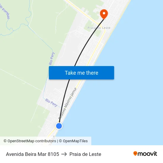 Avenida Beira Mar 8105 to Praia de Leste map