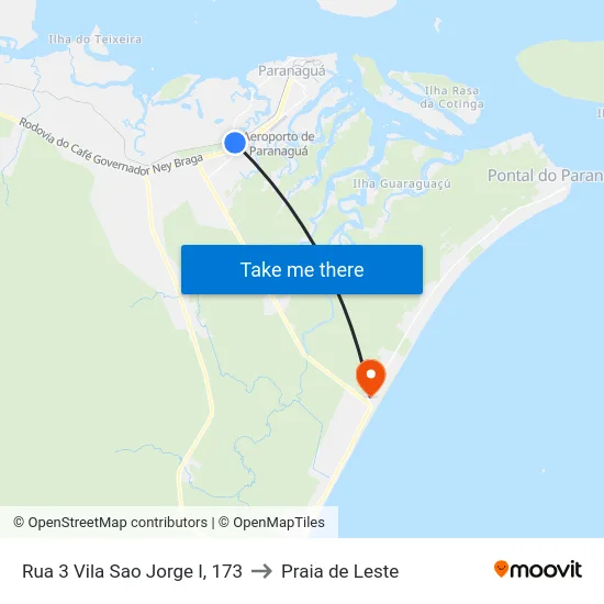 Rua 3 Vila Sao Jorge I, 173 to Praia de Leste map