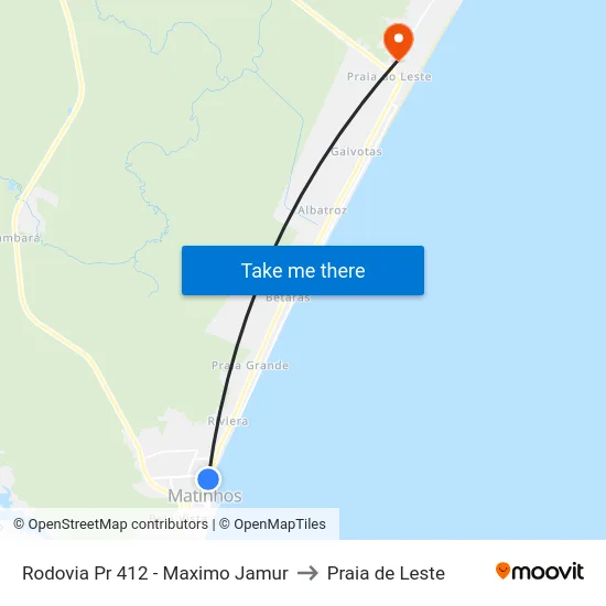 Rodovia Pr 412 - Maximo Jamur to Praia de Leste map