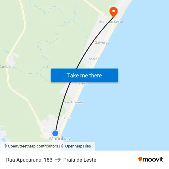 Rua Apucarana, 183 to Praia de Leste map