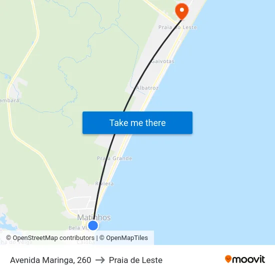Avenida Maringa, 260 to Praia de Leste map