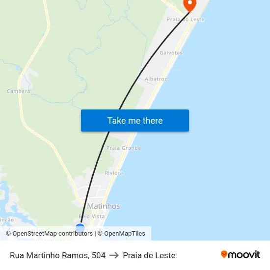 Rua Martinho Ramos, 504 to Praia de Leste map
