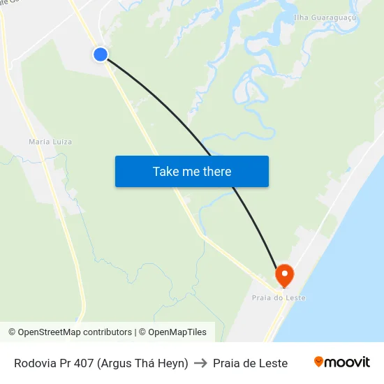Rodovia Pr 407 (Argus Thá Heyn) to Praia de Leste map