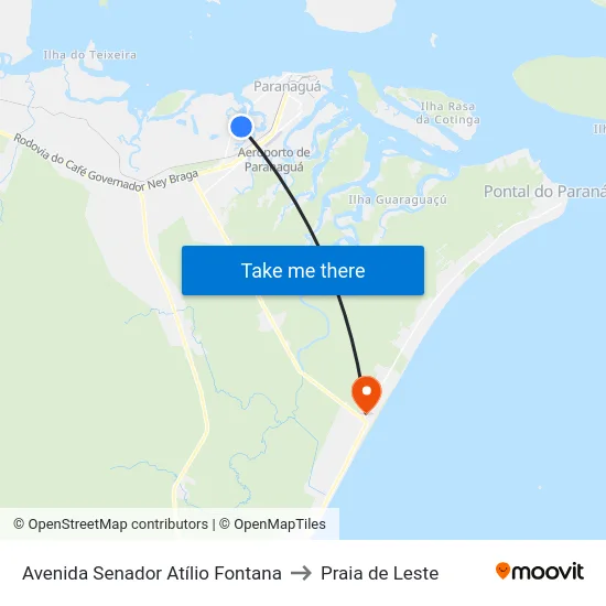 Avenida Senador Atílio Fontana to Praia de Leste map