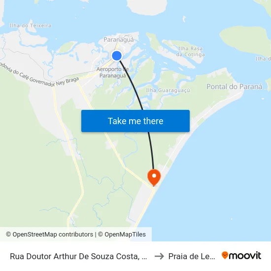 Rua Doutor Arthur De Souza Costa, 1269 to Praia de Leste map