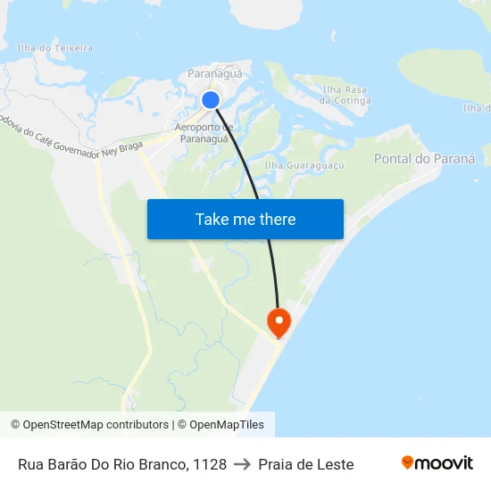 Rua Barão Do Rio Branco, 1128 to Praia de Leste map