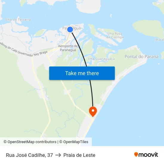 Rua José Cadilhe, 37 to Praia de Leste map