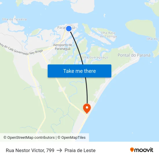 Rua Nestor Víctor, 799 to Praia de Leste map