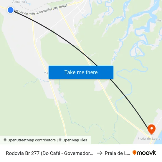 Rodovia Br 277 (Do Café - Governador Ney Braga) to Praia de Leste map