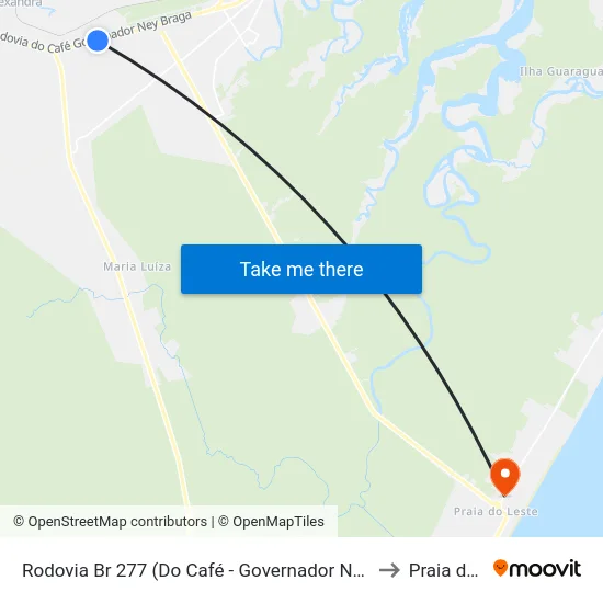 Rodovia Br 277 (Do Café - Governador Ney Braga) Alto Da Pixirica to Praia de Leste map