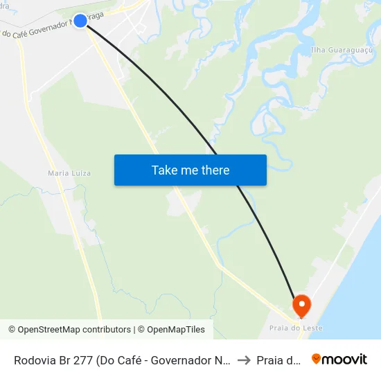 Rodovia Br 277 (Do Café - Governador Ney Braga) Trevo Pr 508 to Praia de Leste map