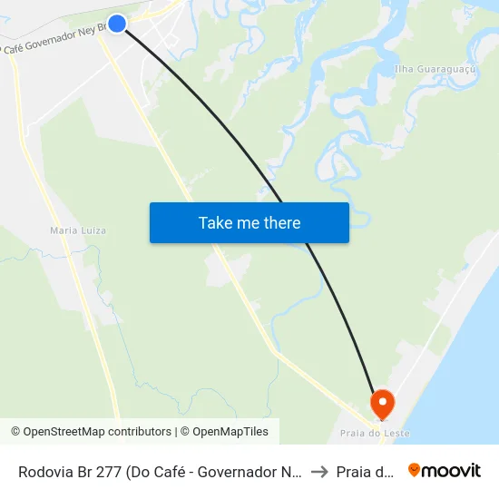 Rodovia Br 277 (Do Café - Governador Ney Braga) Martini Meat to Praia de Leste map