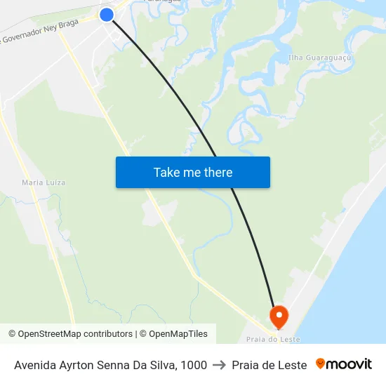 Avenida Ayrton Senna Da Silva, 1000 to Praia de Leste map