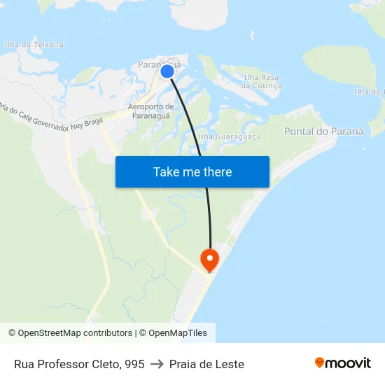 Rua Professor Cleto, 995 to Praia de Leste map