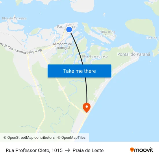 Rua Professor Cleto, 1015 to Praia de Leste map