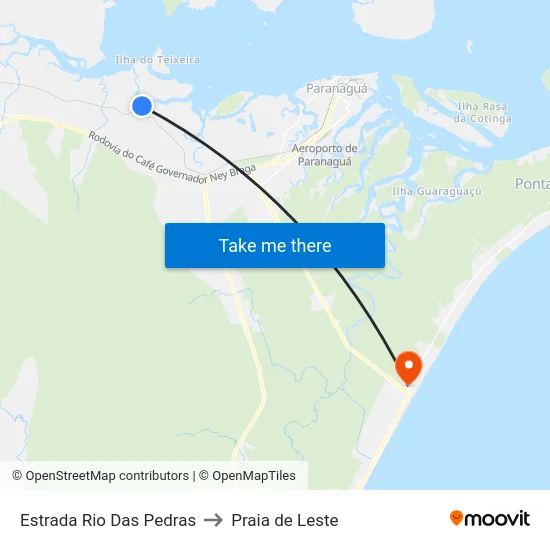 Estrada Rio Das Pedras to Praia de Leste map