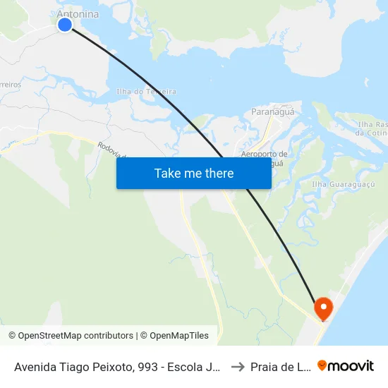 Avenida Tiago Peixoto, 993 - Escola João Paulino to Praia de Leste map