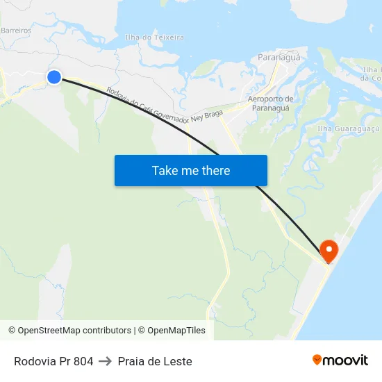 Rodovia Pr 804 to Praia de Leste map