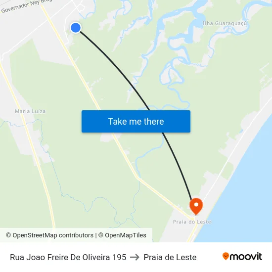 Rua Joao Freire De Oliveira 195 to Praia de Leste map