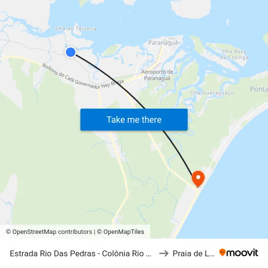 Estrada Rio Das Pedras - Colônia Rio Das Pedras to Praia de Leste map