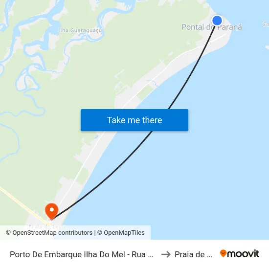 Porto De Embarque Ilha Do Mel - Rua Embaúba, 17 to Praia de Leste map