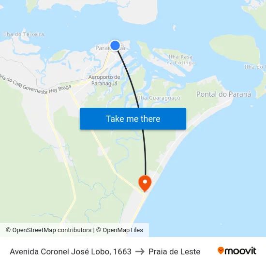 Avenida Coronel José Lobo, 1663 to Praia de Leste map