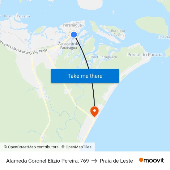 Alameda Coronel Elizio Pereira, 769 to Praia de Leste map