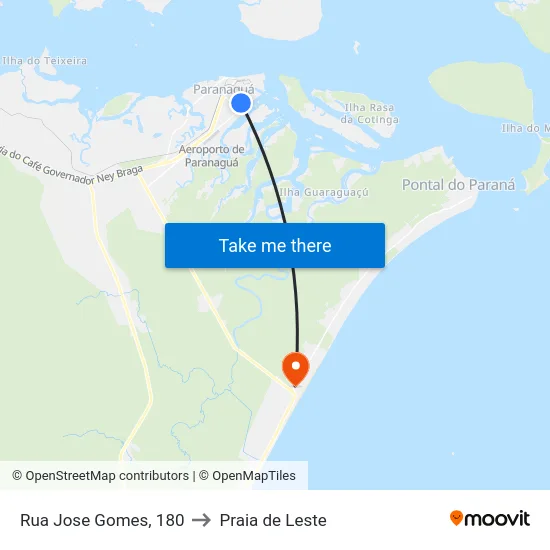 Rua Jose Gomes, 180 to Praia de Leste map