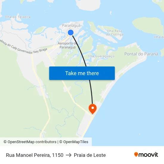 Rua Manoel Pereira, 1150 to Praia de Leste map